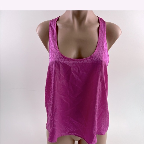 Victoria secret satin  racer back logo cami in Fushia size xL - Picture 2 of 14